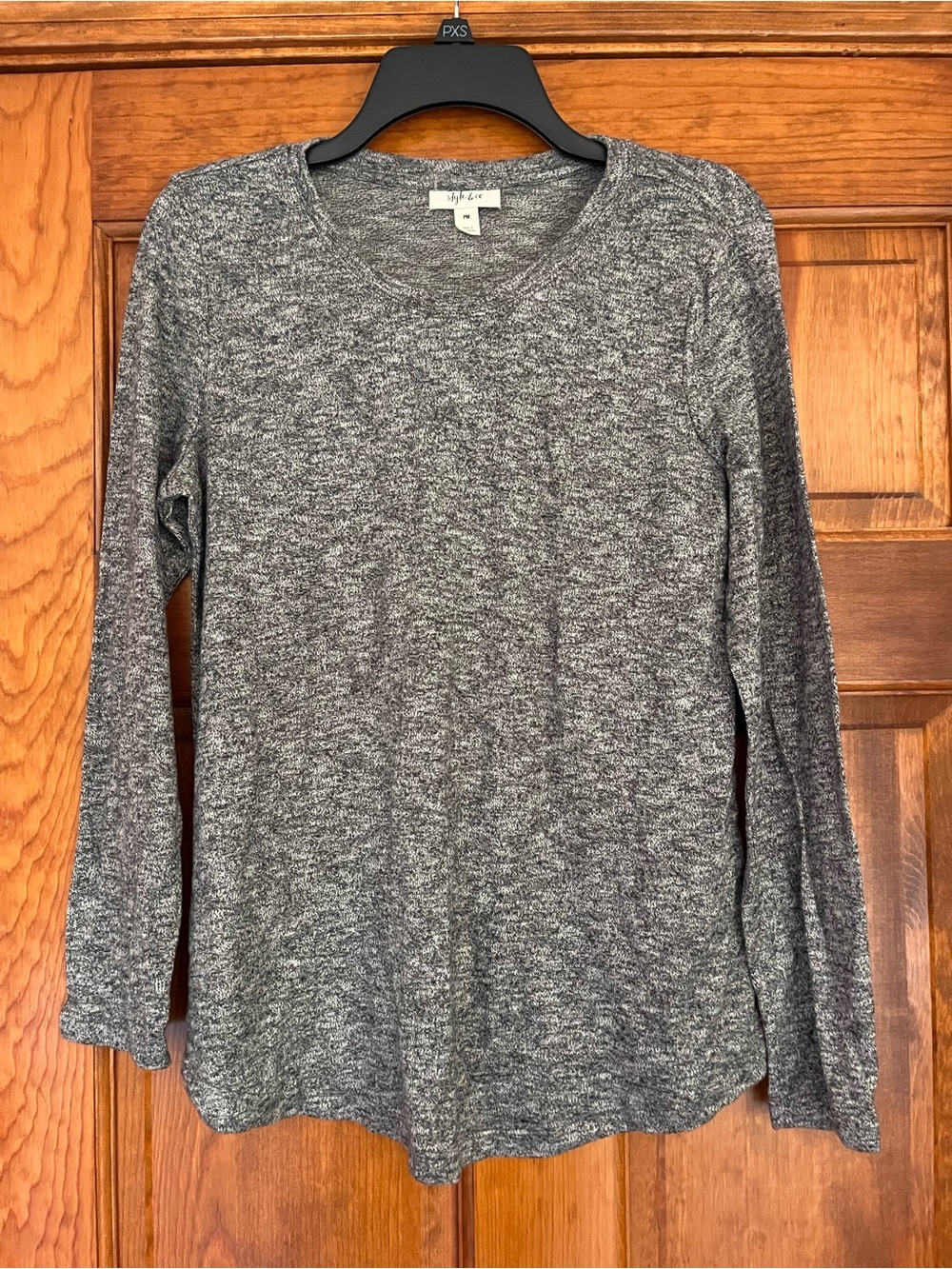 Style & Co. Heather Gray Long-Sleeve Knit Tee